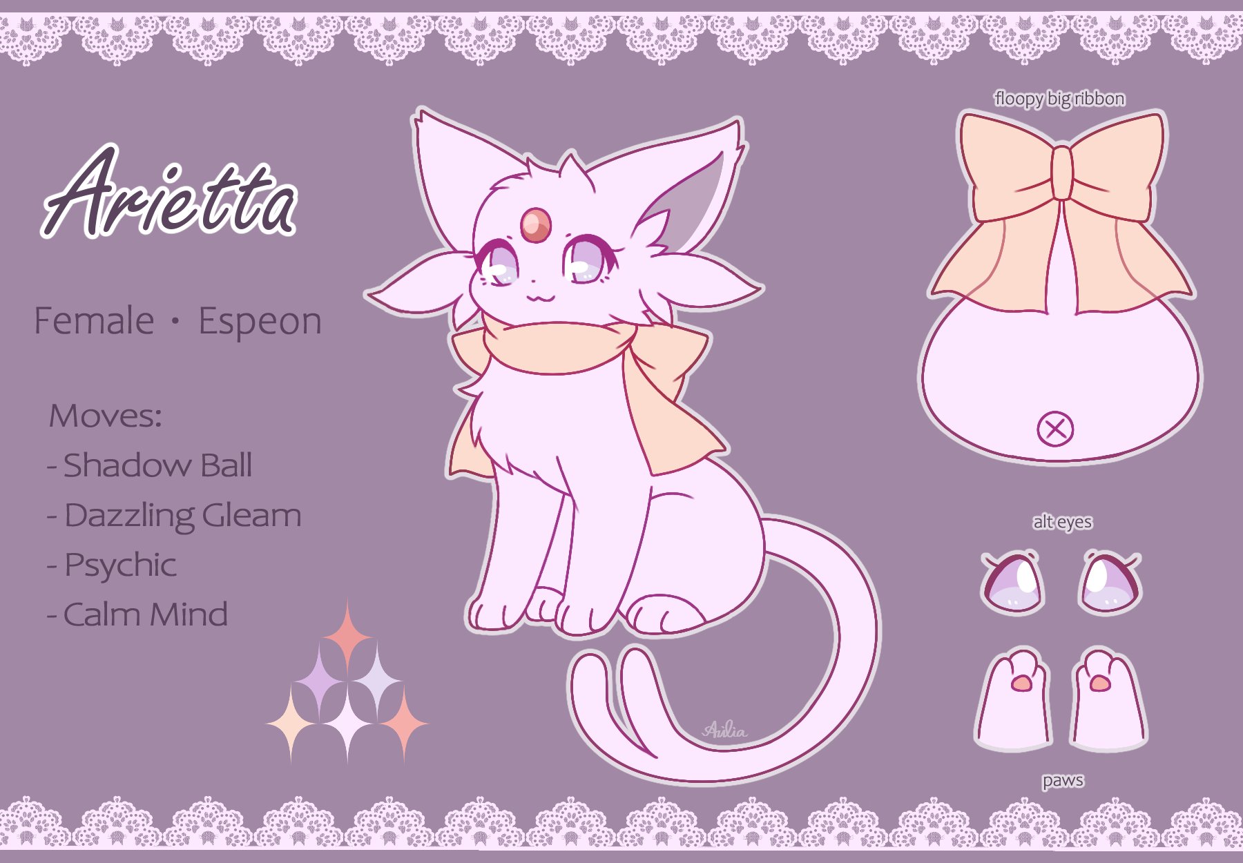 Ailia It S Espeon S Day Finally Made The First Sheet Of My Espeon Oc Arietta She Was Actually Designed In 17 Based On The One I Cherish The Most In Pokemon