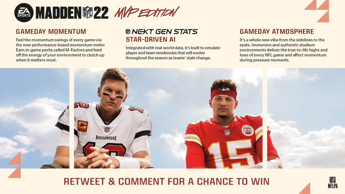 Giving away a few #Madden22 codes before tonight’s game. RT and reply with XBOX or PS for your chance to win MVP versions of @EAMaddenNFL #ChiefsKingdom