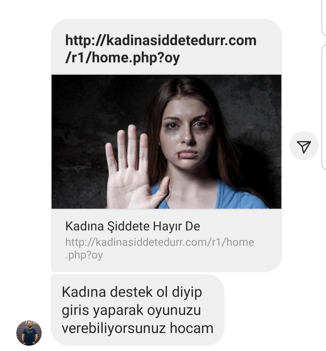 Diğer revaçta olan ve duygu sömürüsü içeren teknik, kadına şiddete karşı bir ankete katılma teklifi, bu sayede kadına şiddeti azaltabiliriz bla bla bla. Şu dolandırıcılara olan şiddeti artırmaya yönelik bir anket yok mu 🤬