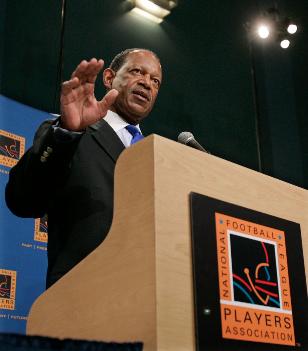 NFLPA's tweet photo. We honor the life of Gene Upshaw, who passed away on this day 13 years ago. Without Gene, the game of football would not be what it is today. From free agency to player rights & revenue, our union and its members are forever indebted to "The Governor." #GU63 https://t.co/ButviiFEnP