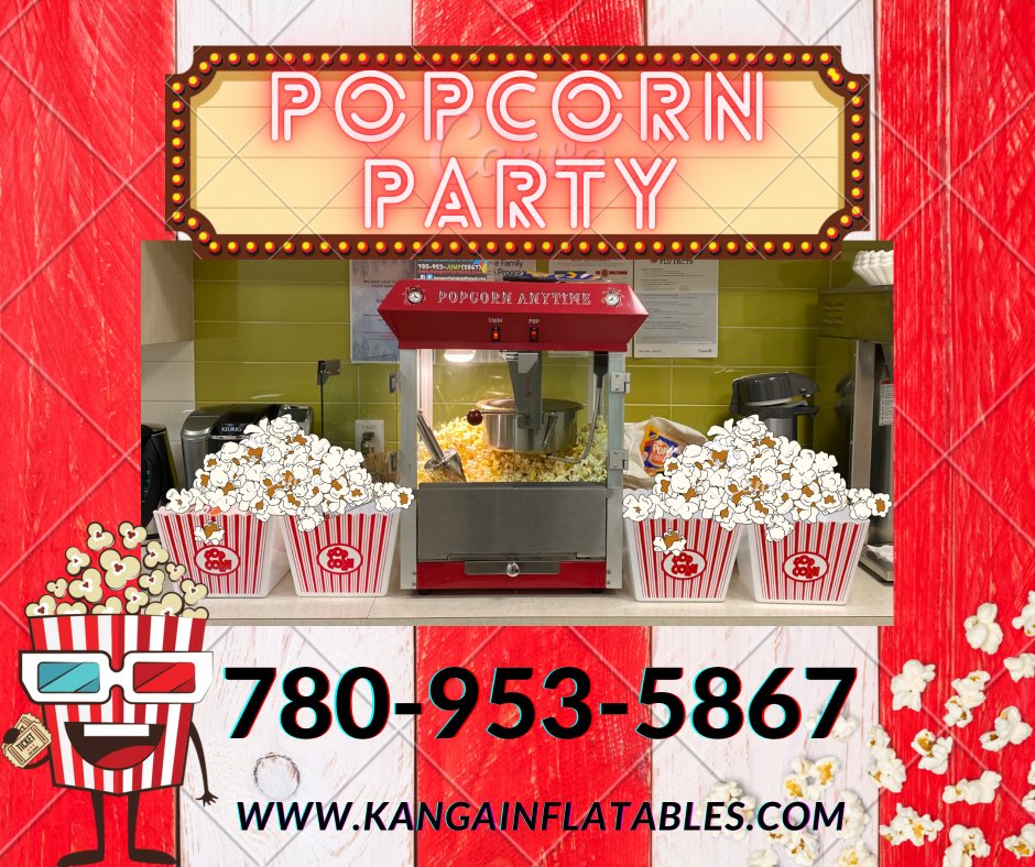 KangaInflatable's tweet image. Kanga Inflatables thinks there is nothing  better than fresh popped popcorn! Rent our machine for your next event! Call or Text 780-953-5867 #popcorn #rental #popcornmachine #partyrentals #popcornparty #parkinglotparty #yegpopcorn #yegpartyrentals #yegevents #kangainflatables