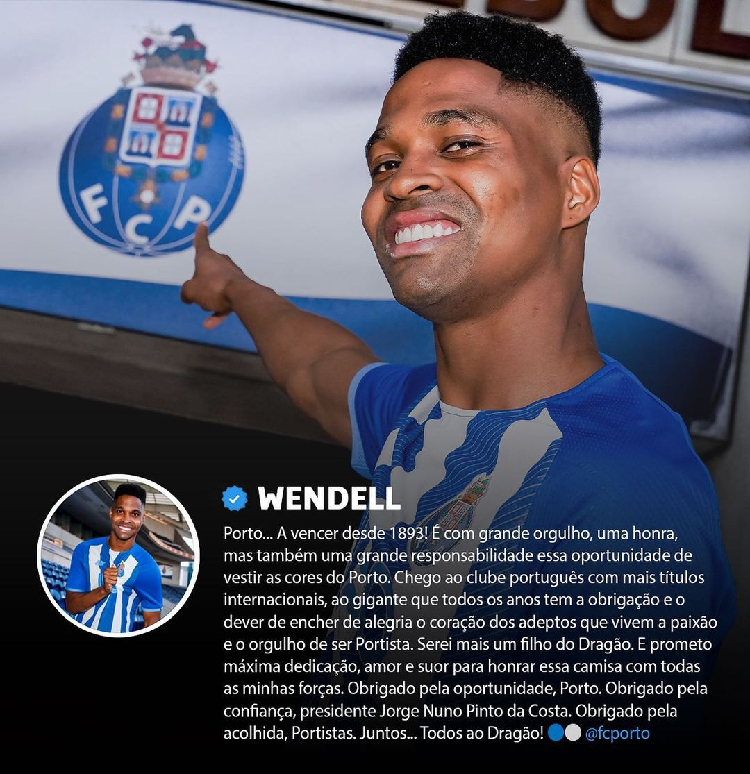 Wendell está completamente fascinado por ter assinado pelo #FCPorto 💙
