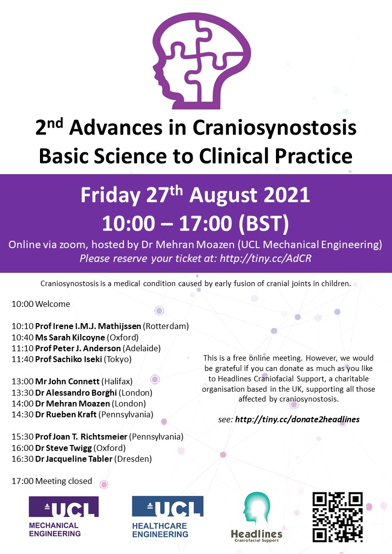 Mehran Moazen (@mehran_moazen) on Twitter photo Don't forget to register tiny.cc/AdCR for the 2nd "Advances in Craniosynostosis" conference, next Friday. Great programme, including @jtr505 <a href="/rkraftComputes/">Reuben Kraft</a> <a href="/kilcoyne_sarah/">Sarah Kilcoyne</a> <a href="/Wilkie_Lab/">Wilkie Lab</a> <a href="/tablerlab/">Jacqueline Tabler</a> <a href="/moazenlab/">Moazen Lab</a> - <a href="/HeadlinesCranio/">Headlines Craniofacial Support</a> <a href="/uclmecheng/">UCL MechEng</a> <a href="/Health_Eng/">UCL Institute of Healthcare Engineering</a> #craniosynostosis Don't forget to register tiny.cc/AdCR for the 2nd "Advances in Craniosynostosis" conference, next Friday. Great programme, including @jtr505 <a href="/rkraftComputes/">Reuben Kraft</a> <a href="/kilcoyne_sarah/">Sarah Kilcoyne</a> <a href="/Wilkie_Lab/">Wilkie Lab</a> <a href="/tablerlab/">Jacqueline Tabler</a> <a href="/moazenlab/">Moazen Lab</a> - <a href="/HeadlinesCranio/">Headlines Craniofacial Support</a> <a href="/uclmecheng/">UCL MechEng</a> <a href="/Health_Eng/">UCL Institute of Healthcare Engineering</a> #craniosynostosis