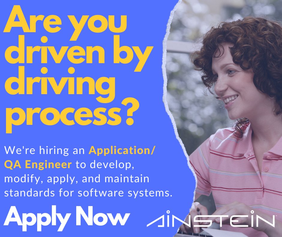 AinsteinAI's tweet photo. As an Application / QA Engineer for Ainstein, you'll develop, modify, apply, and maintain standards for software systems quality operating methods, processes, and procedures.

Sound like a fit? Apply below:
https://t.co/XrCcpSGUzw https://t.co/E2laDMga9T
