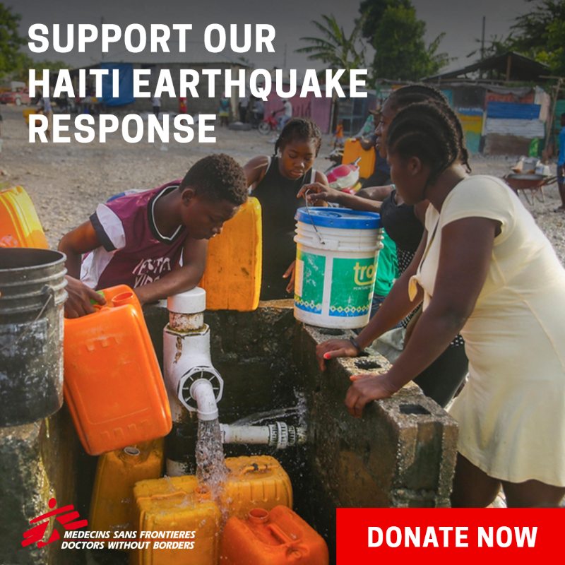 MSF_USA's tweet photo. Haiti was struck by a 7.2 magnitude earthquake on August 14. Doctors Without Borders has been responding to the disaster and is continuing efforts to provide medical resources where they’re needed.

Make a monthly donation to support our response in Haiti and around the world.