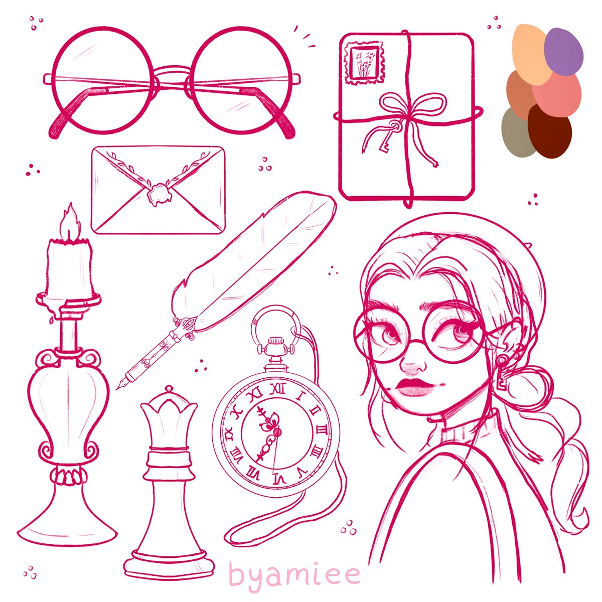 _byamiee's tweet photo. ☕️ Dark Academia Sketches 🍂 They will be turned into finished pieces for a new sticker sheet 👀✨ #darkacademia #digitalart https://t.co/5ftEhi1DiU