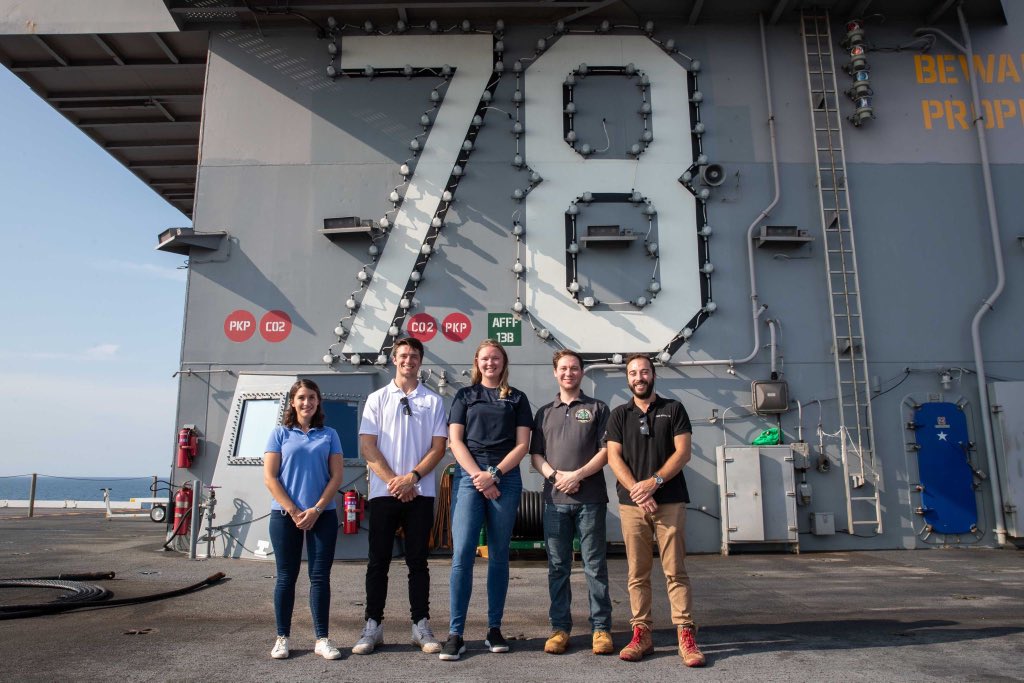 GibbsCox's tweet photo. The USS Gerald R. Ford – CVN 78 Full Ship Shock Trials are now complete! Having the opportunity to support the event as the Hull, Mechanical, Damage Control, Structural and Trial Card System Leads was an incredible experience for the G&amp;C team. https://t.co/BR0hhWEXS0