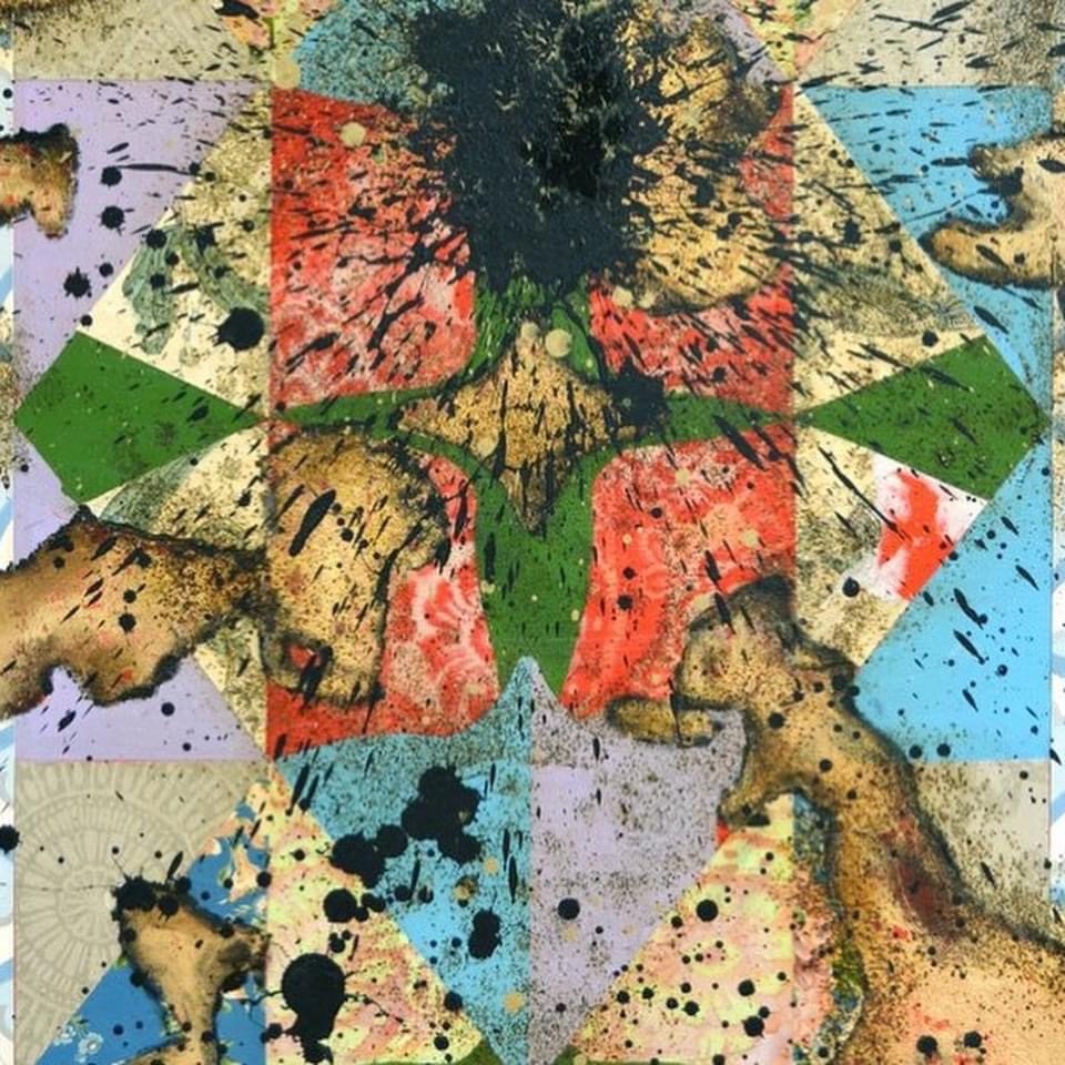 NicoleRoyseArt's tweet photo. Gorgeous late morning at @RoyseContemp ! So much color & texture captured here in “Paralized Vitality” by #FaustoFernandez featuring collage, gun powder, gold leaf & acrylic on canvas, 35”x28” ❤️ Paired mixed media sculptures by @Cabrales_Angel https://t.co/hjwkWG7iQO https://t.co/vUrH7BOw8d