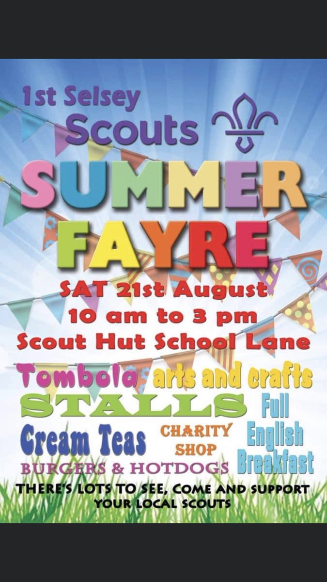Chichester District Scouts have lots of opportunities for adult volunteers. Come and chat to the Growth team tomorrow at Selsey Scout Groups summer fayre.
#dontjustfollowusjoinus  #skillsforlife.   #westsussexscouts.  #scouts.   #selsey