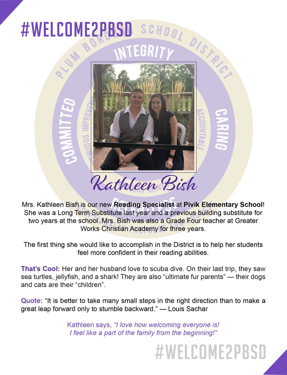 #Welcome2PBSD Kathleen Bish! @pbsdsupt <a href="/DrRickWalsh/">Dr. Rick Walsh</a> <a href="/DeniseLSedlacek/">Denise L. Sedlacek</a> <a href="/fishellj/">Joe Fishell</a> <a href="/DrBoyers/">Ashley Boyers, Ed.D</a> <a href="/HPEPBSD/">Fran Sciullo, D.Ed.</a> <a href="/MariaFajt/">Maria Fajt</a> @JKPlum1 <a href="/MrsGestrich/">Mrs. Gestrich</a> <a href="/PlumTeachers/">Plum Teachers</a> #PlumLearns