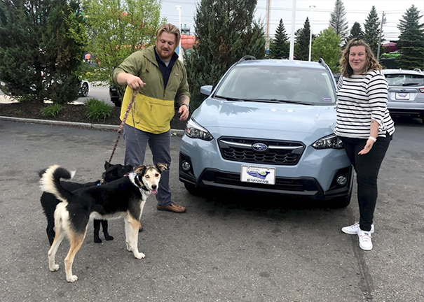 Ian O'Brien, delivering a new car here at Patriot Subaru, had to negotiate not including his two dogs Kacey and Pearson into the deal. #DogDaysofAugust