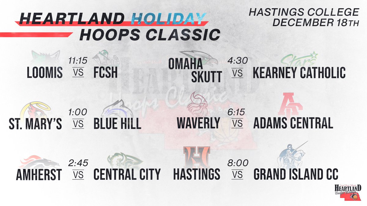 ❄️🏀HEARTLAND HOOPS HOLIDAY CLASSIC❄️🏀 

📅Dec. 18th 
📍Hastings College

Who are you watching? 👀

#nebpreps | #strivsports