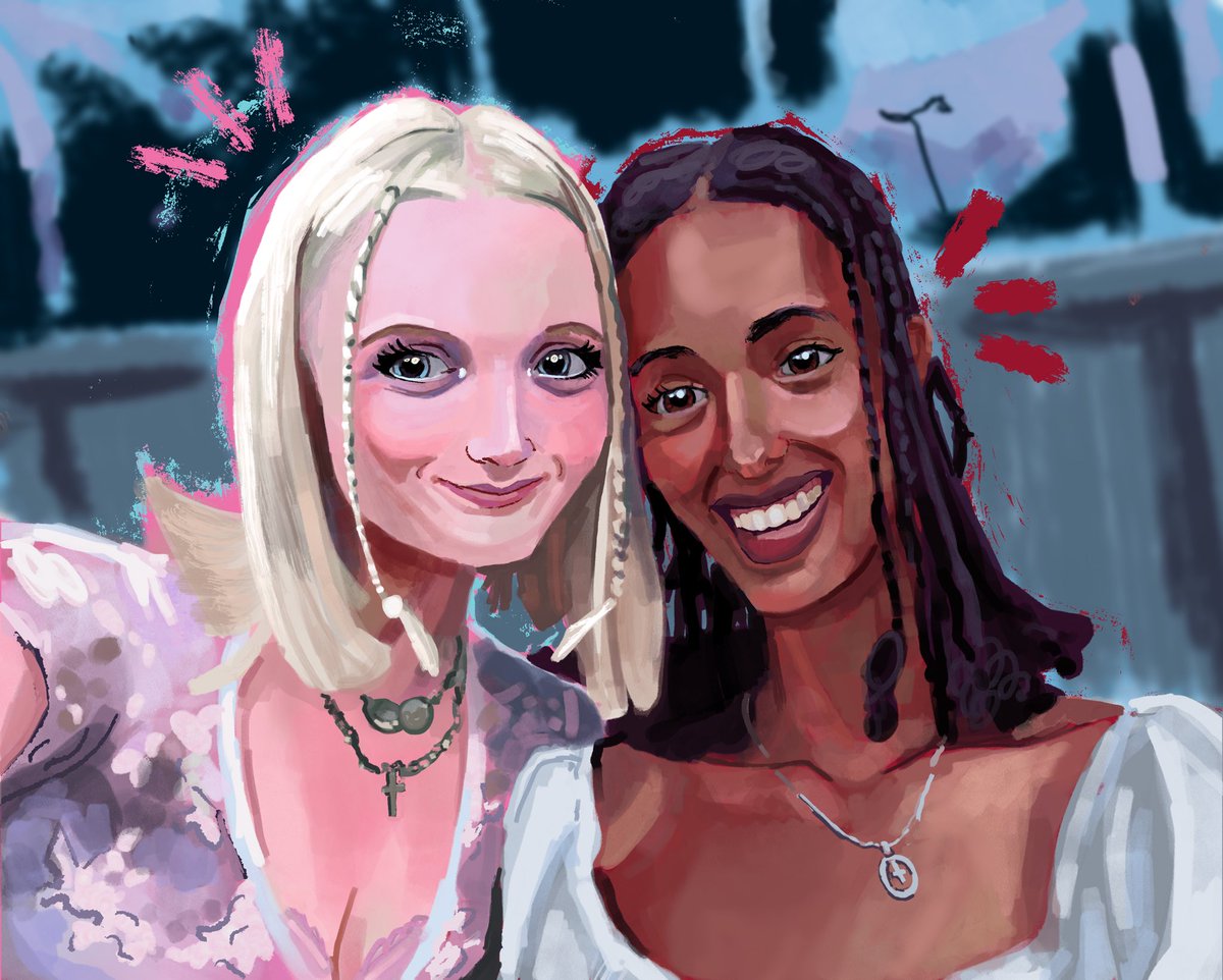 yojustshutupbro's tweet image. Commission portrait of my beautiful. Friends 😭