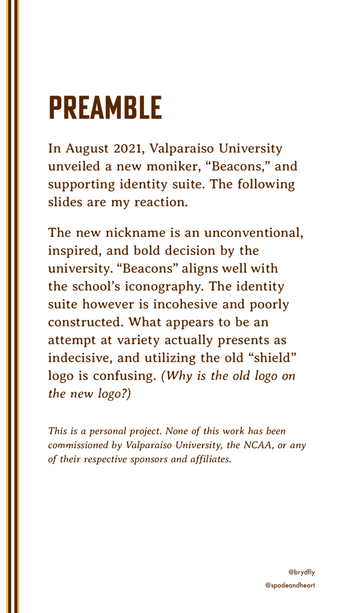 brydfly's tweet image. Calling this week-long personal #Valpo logo project complete. Huge thanks to all of the folks who've connected about the sketch I posted earlier. I hope this work resonates with you, too. All 8 slides are in this thread. Intro and inspo in this post, more stuff in the next. (1/2)