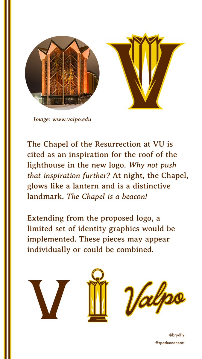 brydfly's tweet image. Calling this week-long personal #Valpo logo project complete. Huge thanks to all of the folks who've connected about the sketch I posted earlier. I hope this work resonates with you, too. All 8 slides are in this thread. Intro and inspo in this post, more stuff in the next. (1/2)