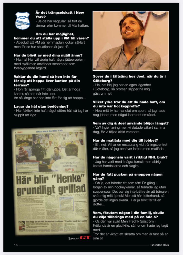 Grunden Bois ställde frågorna till Henrik Lundqvist som alla vill ha svar på. Redan öppningsfrågan är värd alla priser.