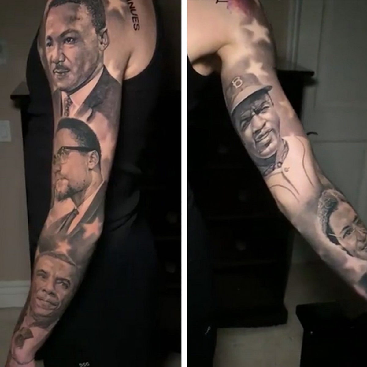 michael gehlken on twitter cowboys rb tony pollard carries black history on his left arm martin luther king jr malcolm x barack obama and rosa parks all represented it just means a
