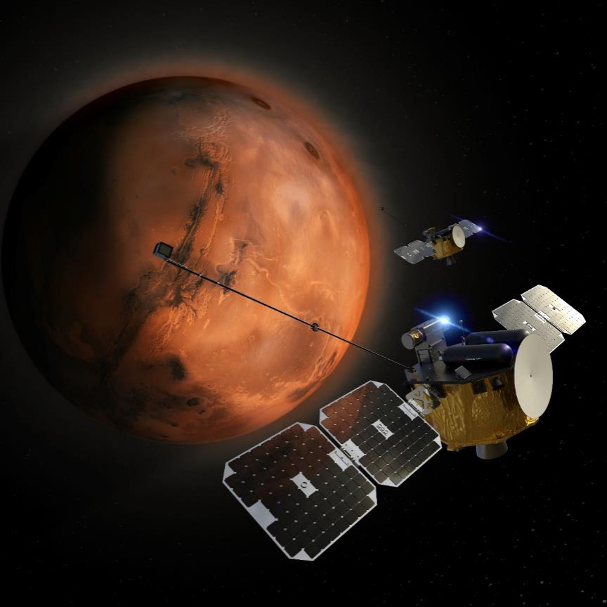 NASASun's tweet photo. A new Mars mission is moving toward launch! 🚀

This week, NASA’s ESCAPADE mission — short for Escape and Plasma Acceleration and Dynamics Explorers — passed a key design review. The @UCBerkeley-led team can now start assembling the spacecraft. More: https://t.co/n7vZnhyq6s https://t.co/ZE9wZgJieW