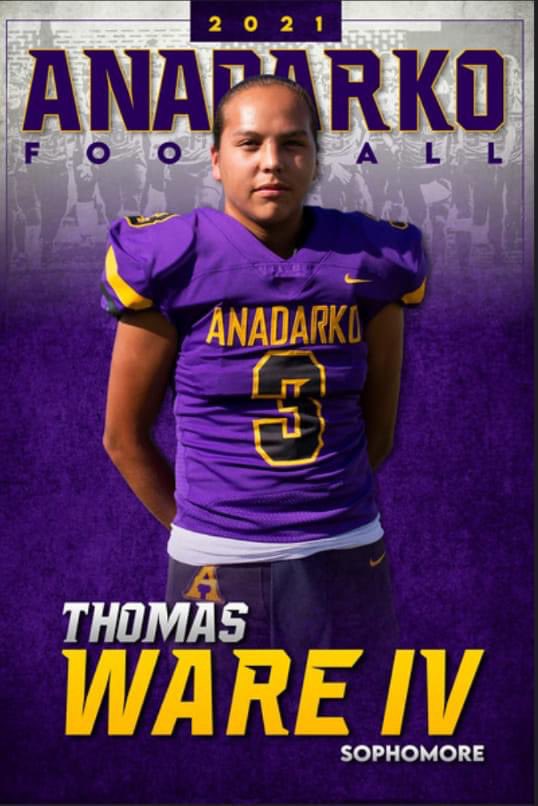 Young fella Thomas is smiling. We got ya back. #AnadarkoWarriors 💪🏾💜