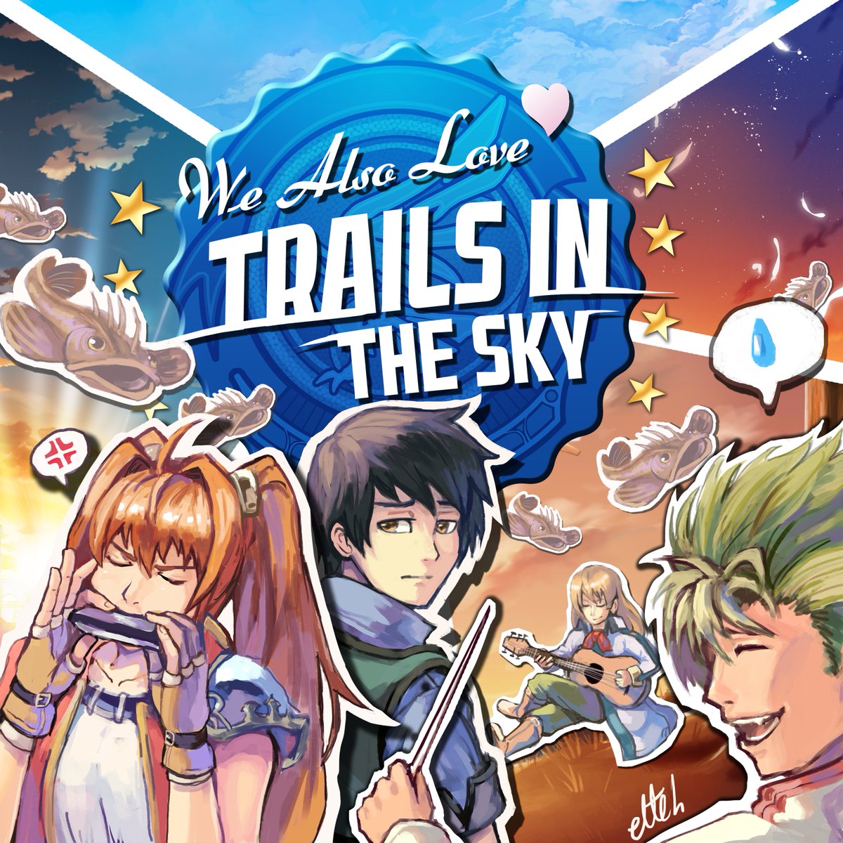 ⚠️ATTENTION ALL TRAILS GAMERS⚠️
The music of the #TrailsInTheSky (#空の軌跡) trilogy:
9 composers
11 arrangers
20 performers
19 tracks for a total of 1 hour and 11 minutes of music.

The fan arrange album "We Also Love Trails in the Sky" premieres tomorrow at 2 PM UTC. Come hang!