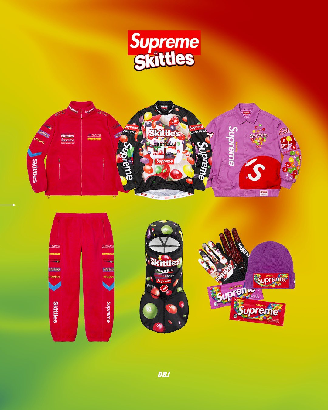 DropsByJay on X: Supreme/Skittles One of the most interesting collabs in  the new FW21 lookbook has to be with the iconic candy company. This design  will be used on several pieces from