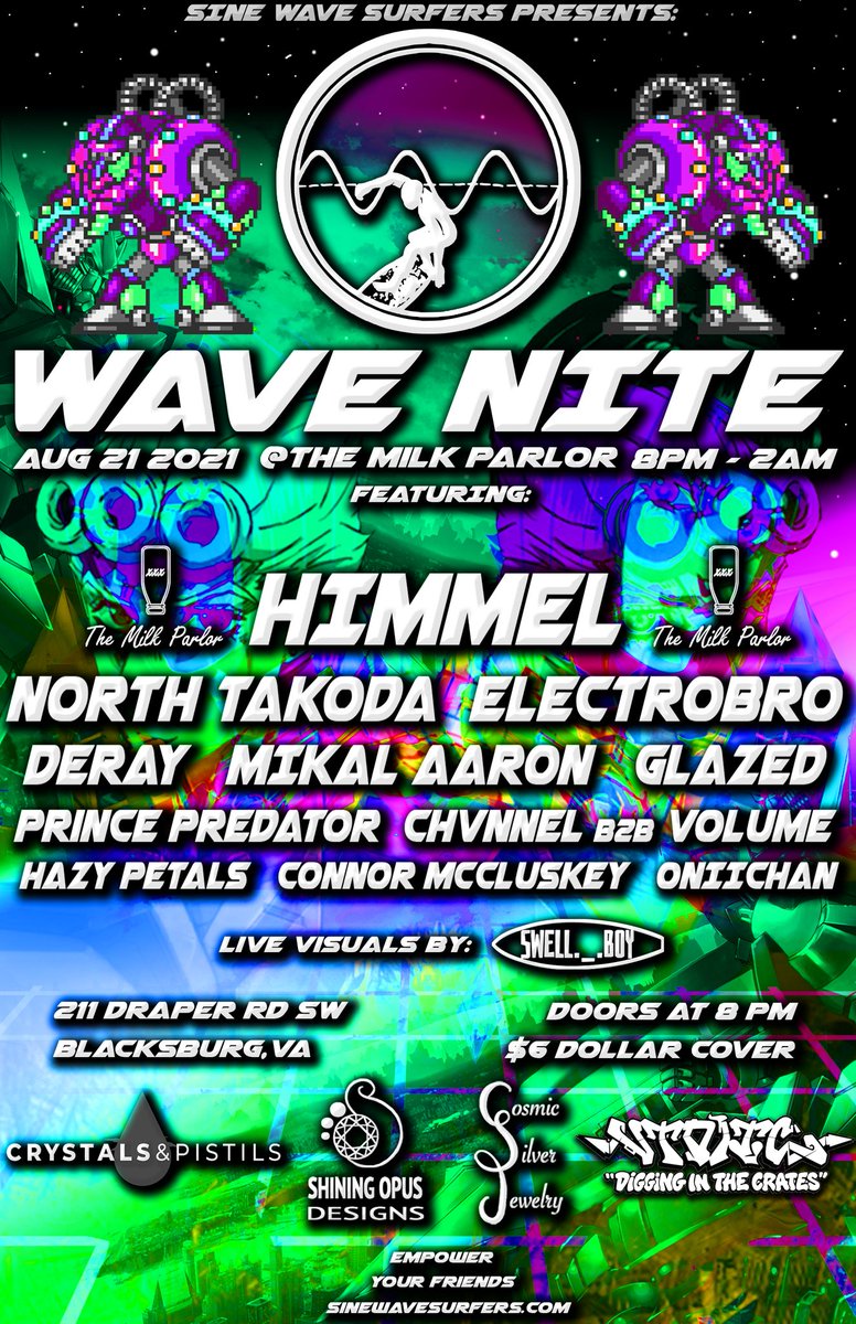Himmel (@himmelbeats) on Twitter photo Playing w the homies <a href="/SineWaveSurfers/">Sine Wave Surfers Collective</a> tomorrow night, come thru if you're near Blacksburg, VA Playing w the homies <a href="/SineWaveSurfers/">Sine Wave Surfers Collective</a> tomorrow night, come thru if you're near Blacksburg, VA