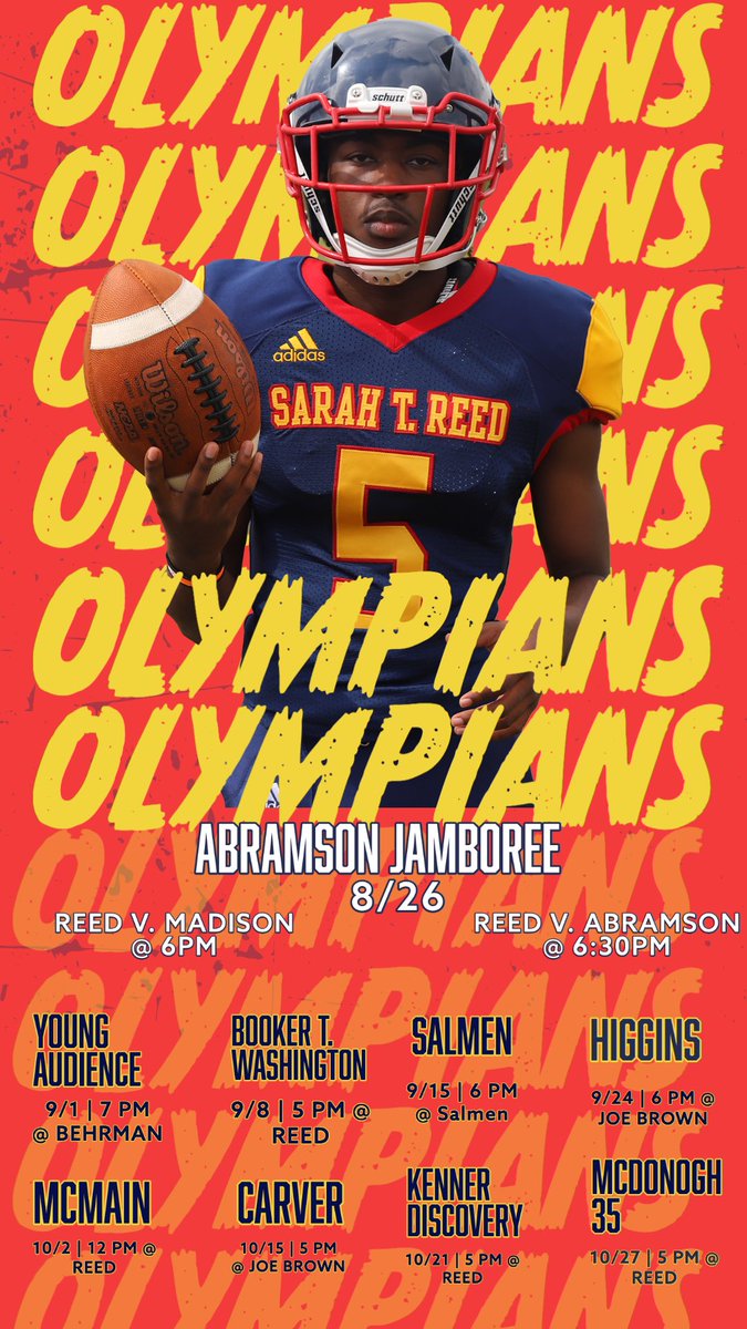 Sarah T. Reed 2021 Football 🏈 Schedule….
Let’s Goooooo!!!!
#WeAreEINSTEIN
#OlympianHonor
#PowerisinthePRIDE