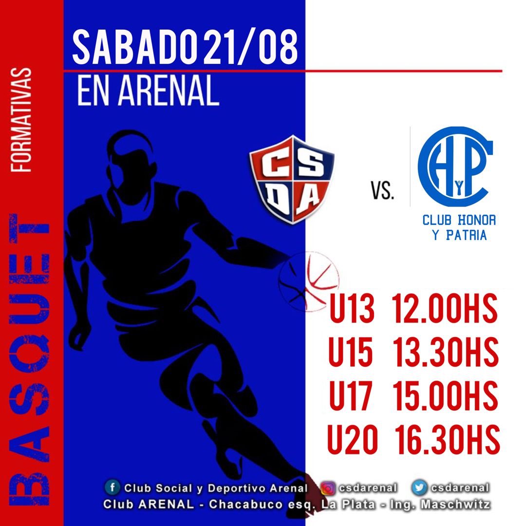 #basquet #Formativas #arenal

¡Este finde la fecha se juega en casa!

#vamosArenal #SomosArenal #SomosMaschwitz