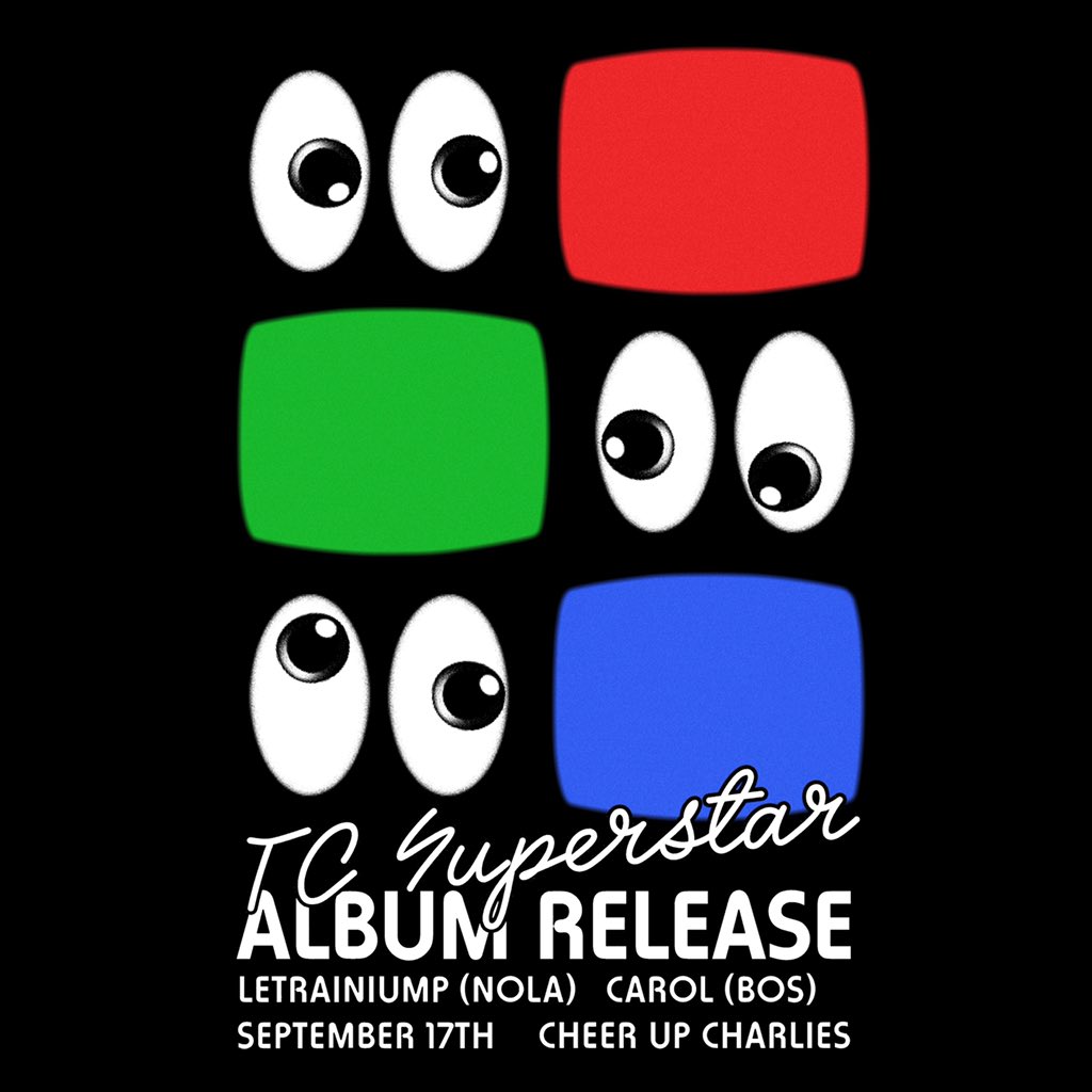 We’re so excited to announce that our album release show for As Seen on TV will be at the one and only @cheerupcharlies on 9/17! 📺✨

We’ll be performing with @Letrainiump + <a href="/carol_worldwide/">🌱Carol🌱 MTAG now streaming !!</a> ❤️💚💙

Tickets on sale soon! 
Please come vaccinated and masked. 

poster: Julio Correa