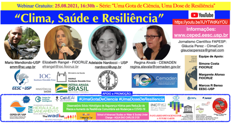 MendiondoMario's tweet photo. #CienciaSalvaVidas #UmaGotaDeCiencia #UmaDoseDeResiliencia @TheWadiLab convida“Clima, Saúde e Resiliência” 3o Webinar “Uma Gota de Ciência, Uma Dose de Resiliência” 25 de agosto de 2021, 16:30h  YouTube: https://t.co/WKuF3lcadl - https://t.co/H4oDaLolky