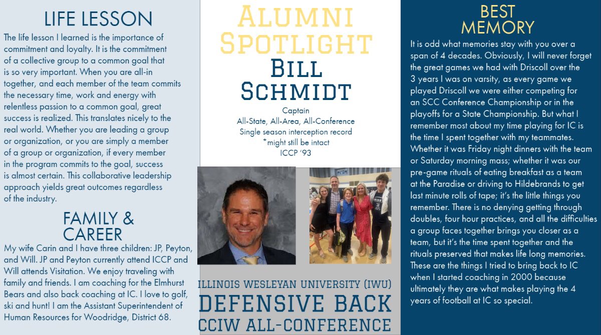 ICCPFootball's tweet photo. This weeks alumi spotlight is our very own Coach Bill Schmidt ! #KnightPride https://t.co/awZIx8hIOe