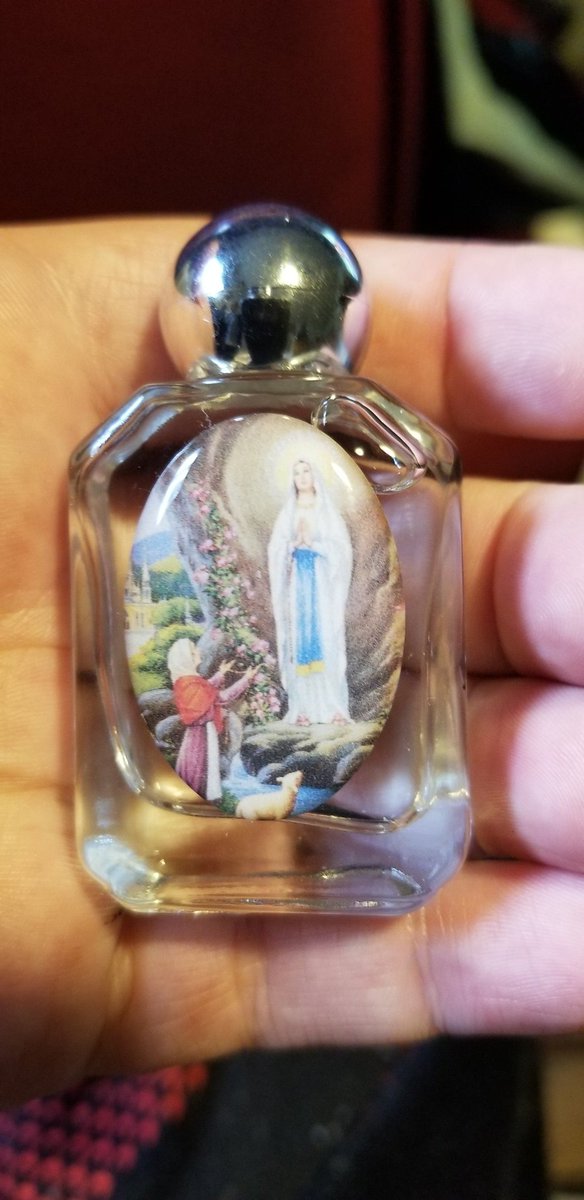 DDonovanNelson's tweet photo. Holy water from Lourdes, miracle of Saint Bernadette. Now Patron Saint of the crippled. (Despite warnings not to, of course I tasted it in case of miracles.) I'm actually going to create my own Holy relic with a bunch of this soon. I'll show you when it's ready. https://t.co/FcPtZd144P
