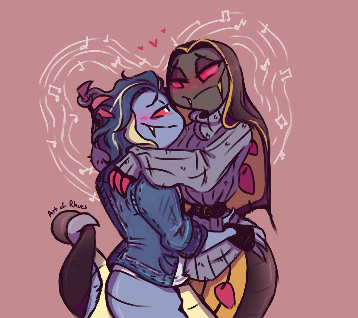ArtofRhues's tweet image. I couldn't resist doing this little doodle of a scene from chp 5 of @Panderp91 's glorious fanfiction, 'Divided'...
Look at the precious bois in their little date outfits❤️
Monty belongs to @AxelGear11 
#HazbinHotelFanart #SirPython #MontgomeryPython