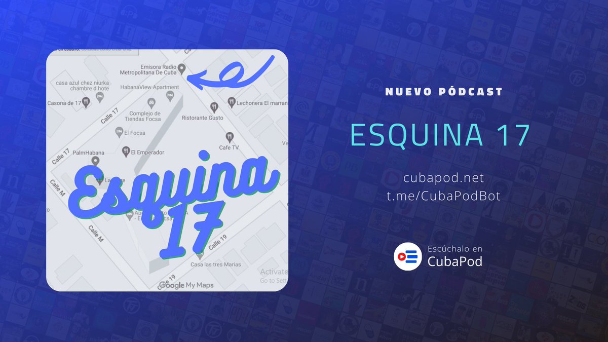 ✨ Nuevo pódcast ✨

Un pódcast de entrevistas dedicado a los protagonistas de los medios de comunicación cubanos llega a ustedes desde <a href="/Radiometrohaba1/">Radio Metropolitana Cuba</a>, la radio de casa y SoyHabana, el rostro digital de la Upec Capitalina.

👉 cubapod.net/esquina-17