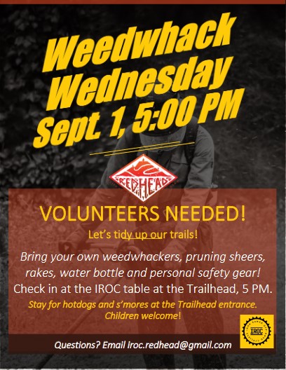 The park needs a trim! Join us September 1st at 5pm for a volunteer clean up of Redhead! Bring your own weedwhackers, pruning shears, rakes, safety gear, and water. Instruction will be given. We will meet at the Redhead trailhead at the <a href="/MNDiscoveryCtr/">MN Discovery Center</a>. 

#redheadmtbpark #news