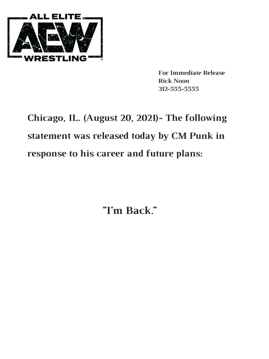 Aew On Tv Official Release From The Desk Of Cmpunk Aewrampage T Co L51rozzl8p Twitter