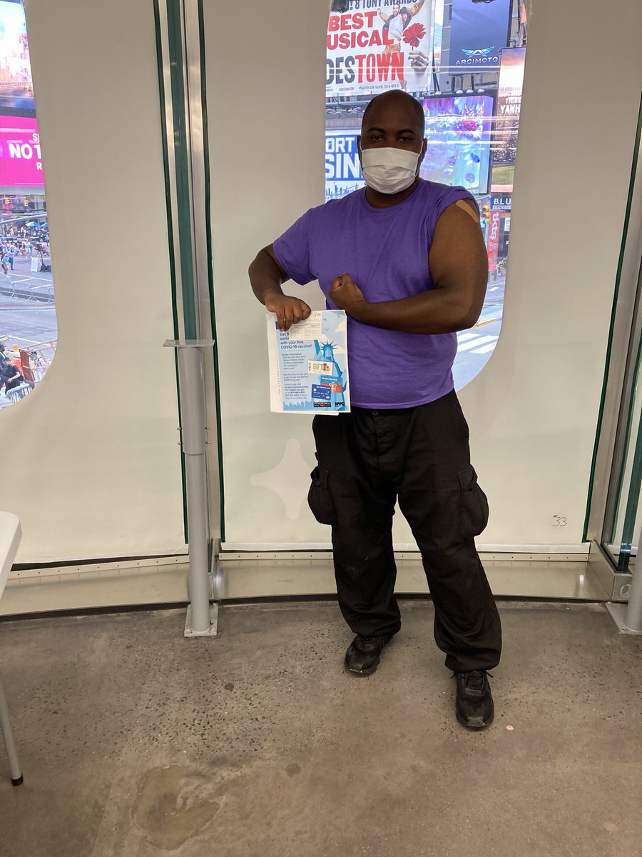 Chrislejohnyc's tweet photo. Just got my Second dose of the @pfizer #pfizer Vaccine shot today at the @NYCHealthSystem @nycHealthy 20 Times Square NYC location today. #secondose #2nddose #nyc #NewYorkCity #ny 3 https://t.co/EDjty8afmf