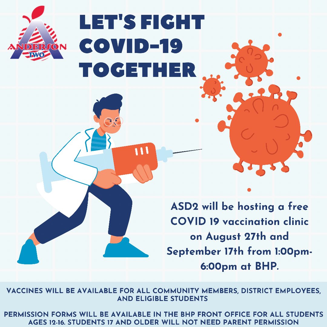 johnsjb1's tweet photo. BHP will be hosting a free vaccination clinic in partnership with our friends at ⁦@AnMed_Health! https://t.co/sBdM34Khv0