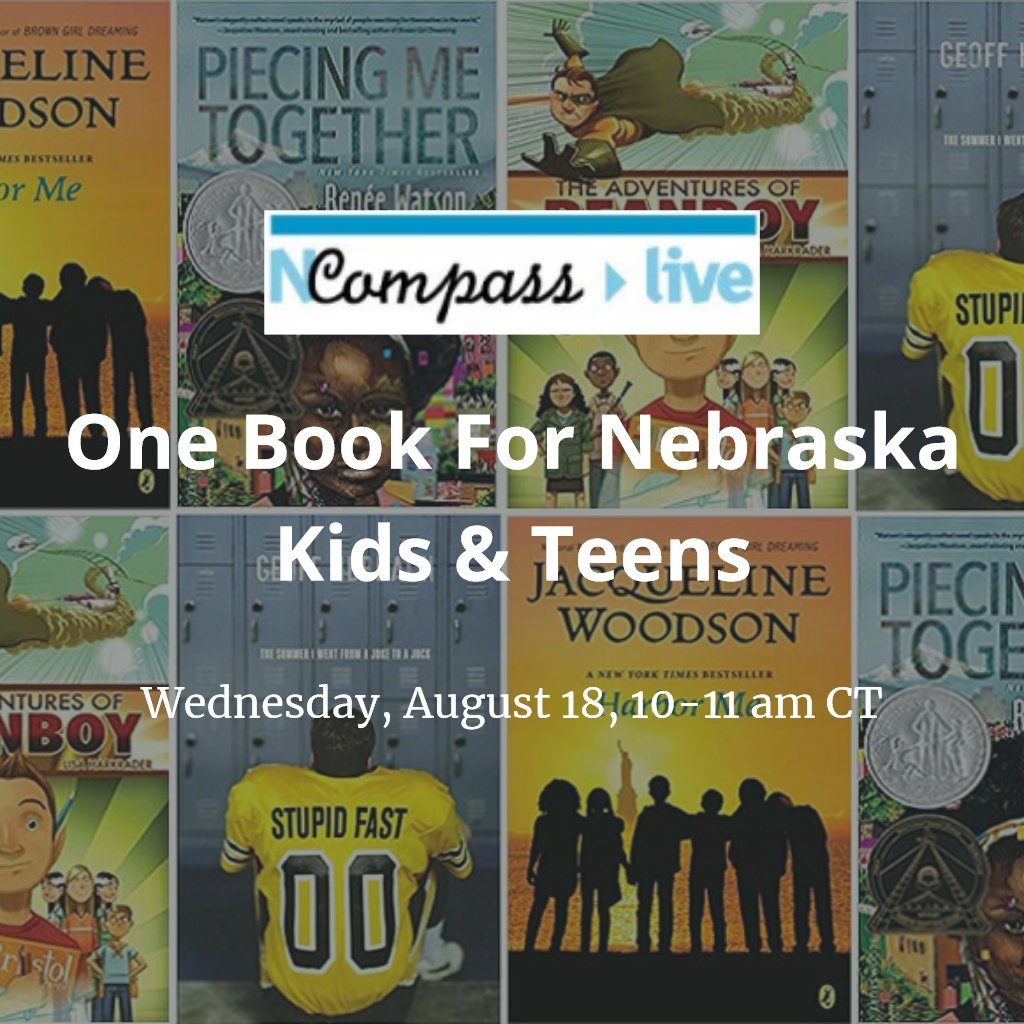cjburns's tweet photo. The recording of this week's FREE NCompass Live webinar is now available! Hear about ‘One Book For Nebraska Kids &amp; Teens’ at https://t.co/LQsUior0ad #NCompLive @JackieWoodson @reneewauthor @LDHarkrader @GeoffHerbach #HarborMe #PiecingMeTogether #Beanboy #StupidFast https://t.co/YnfLZFjKFk
