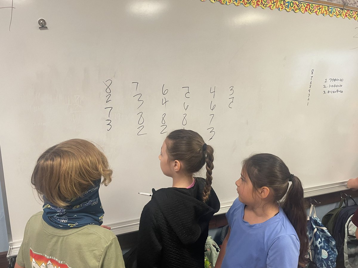 TISDDPES's tweet photo. How many ways can you get the sum of 20 only using 4 digits &amp; the numbers 1-8?  Ask one of our fourth graders and I’ll bet you will be surprised! This lesson was fun, engaging, required critical thinking, problem solving and collaboration! #PrideofthePrairie https://t.co/iwZxSU0HVn