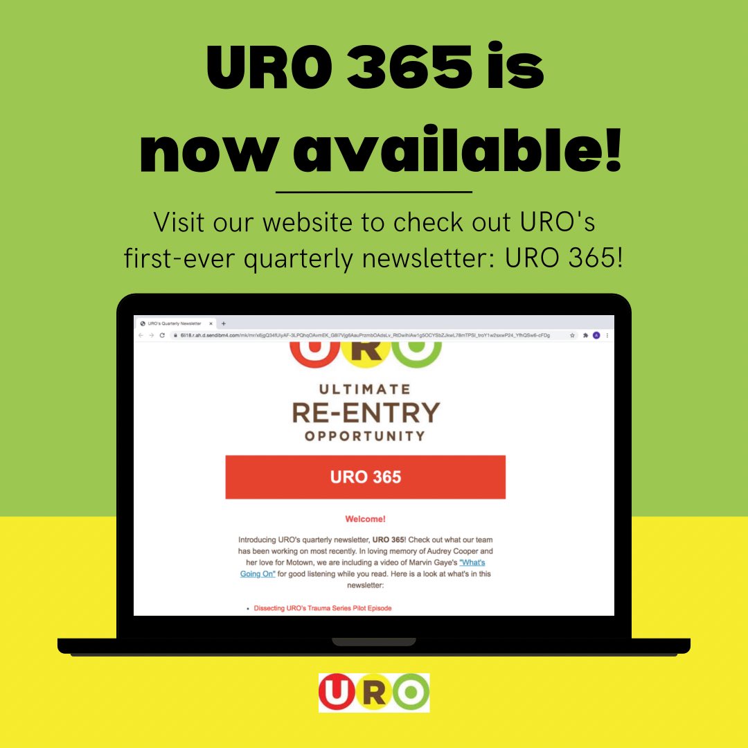 ReentryUltimate's tweet photo. Visit https://t.co/q2BtgDmAZJ to read our first-ever quarterly newsletter: URO 365!🎉Check it out for featured stories on our first Town Hall, an interview with Executive Director Taili Mugambee, and an editorial focusing on the impact of COVID-19 on prisons. Don’t miss it! https://t.co/NzjsT7hPg8