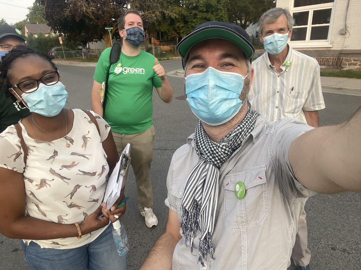 JamesOutterson's tweet photo. First day out #canvasing with @chantealywhite for the @CanadianGreens. Lots of positive energy here today! #GeneralElection #ge2021 #canadavotes https://t.co/DOLgPxpLb2