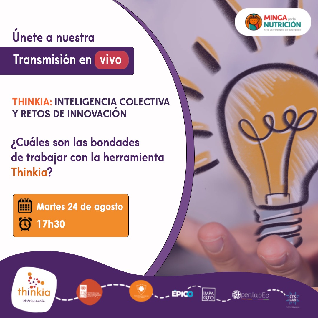 ThinkiaLab's tweet photo. 🗓 No te pierdas este martes 24 de agosto nuestra transmisión en vivo por Facebook live 🎦 dónde podrás conocer las bondades de trabajar con la herramienta THINKIA.
🎯Súmate a la transformación
🎯Participa en este reto
🎯Genera tu idea de innovación
#thinkialab
#innovación https://t.co/vdltEGkrJi