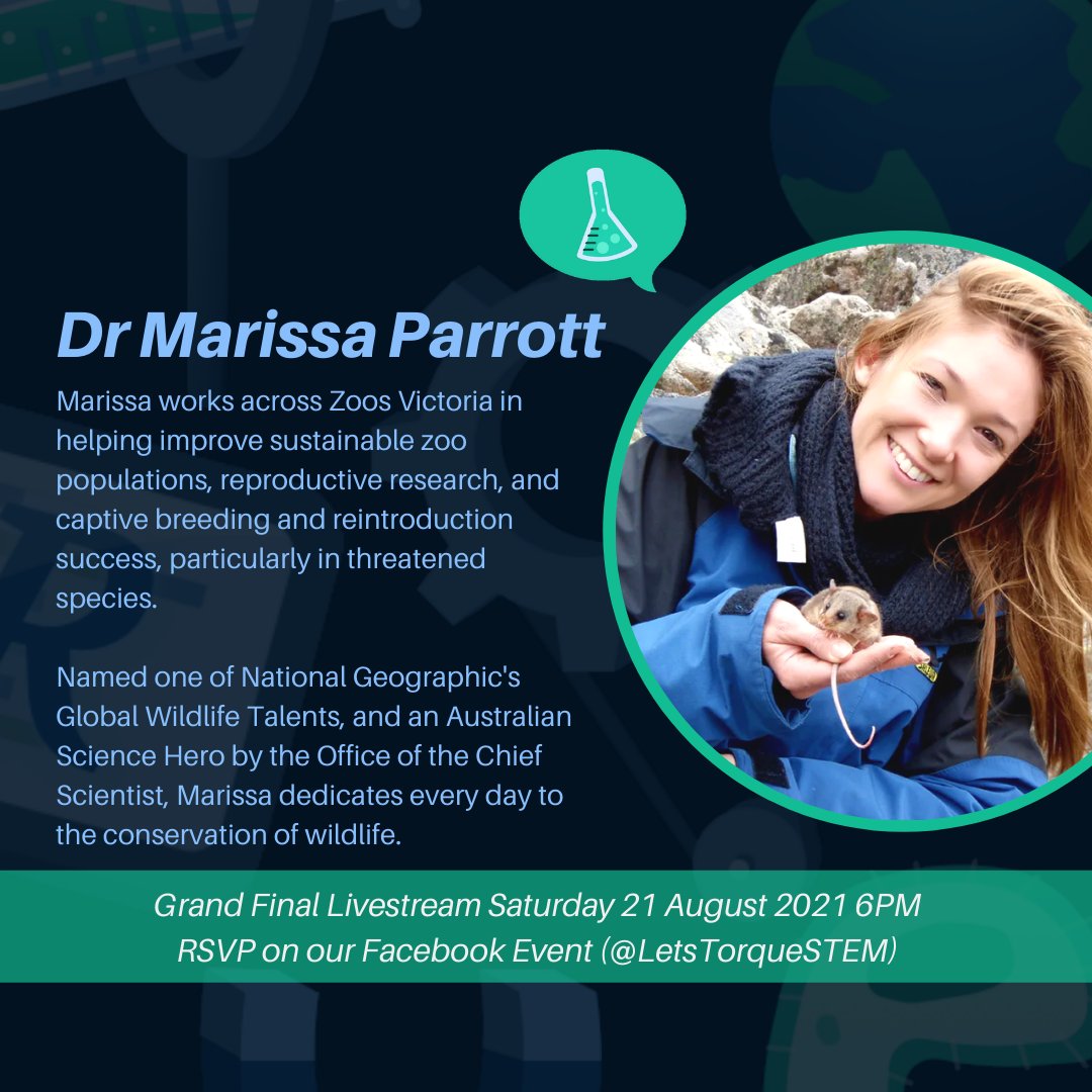 LetsTorqueSTEM's tweet image. ✨We&apos;re thrilled to have such diverse and incredible guests for the Let&apos;s Torque Grand Final 2021✨ 
The fantastic judging panel: @CatrionaNR @lkw_sci @DrShaneRRR 
Our wonderful keynote speaker: @drmparrott 

Join our livestream tonight @ 6pm!