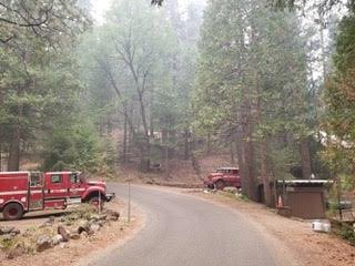 Fred_Page's tweet image. Fire crew is creating a fire break on #Silverfork rd next to the last homes on the road. The Dept. of Corrections raked one mile of land south of Silverfork. All flammables on decks and portable propane tanks were moved away from the homes ~ including on #Kyburz Dr. #CaldorFire