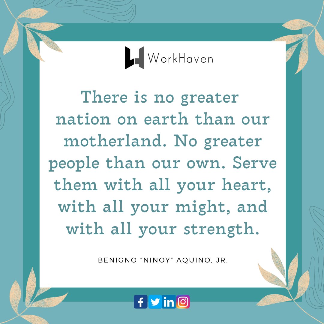 workhavenph's tweet photo. Let's make our country a better place for everyone. WorkHaven will be back on Monday, August 23, 2021. See You!
#NinoyAquinoDay2021 #workhaven #whereworkandinspirationintersect #flexiplan #coworking #coworkingspace #coworkingcommunity #coworkinglife #office #meeting https://t.co/SxiYp6HvWE