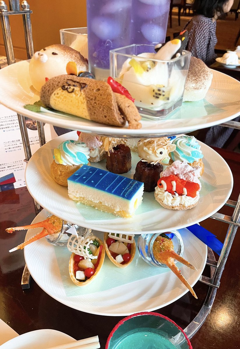 昨日の海遊館コラボアフタヌーンティーめちゃくちゃに可愛かったんですよ 可愛いも あろは のイラスト