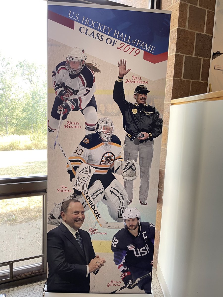 A banner at the US Hockey Hall of Fame from Neal Henderson’s induction in 2019.