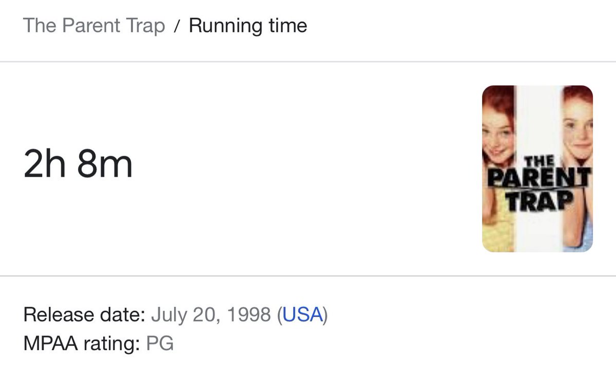 Lindsay Lohan’s version of The Parent Trap is the only movie that deserves a 2 hour plus running time.