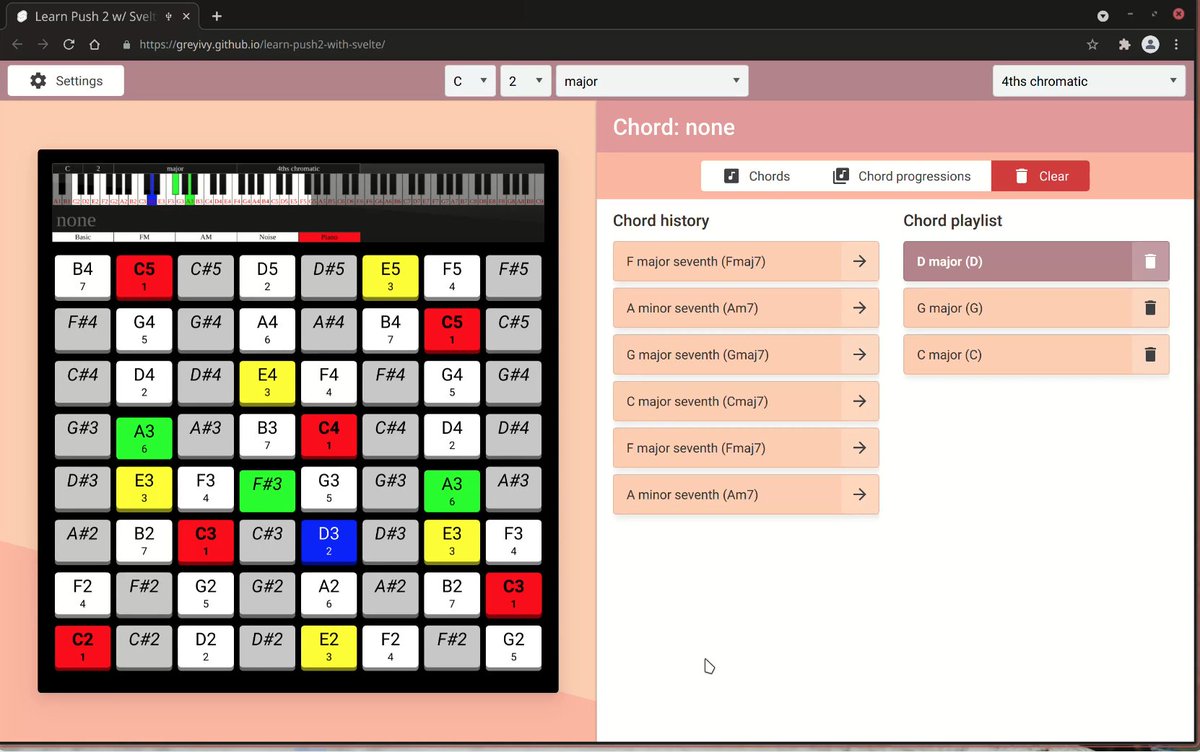 reaktorplayer's tweet photo. Learn Music Theory With Ableton Push, WebMIDI and WebUSB Display Driver (GitHub) : https://t.co/cYh6JtIFwE https://t.co/5fcSN0Bz7Z
